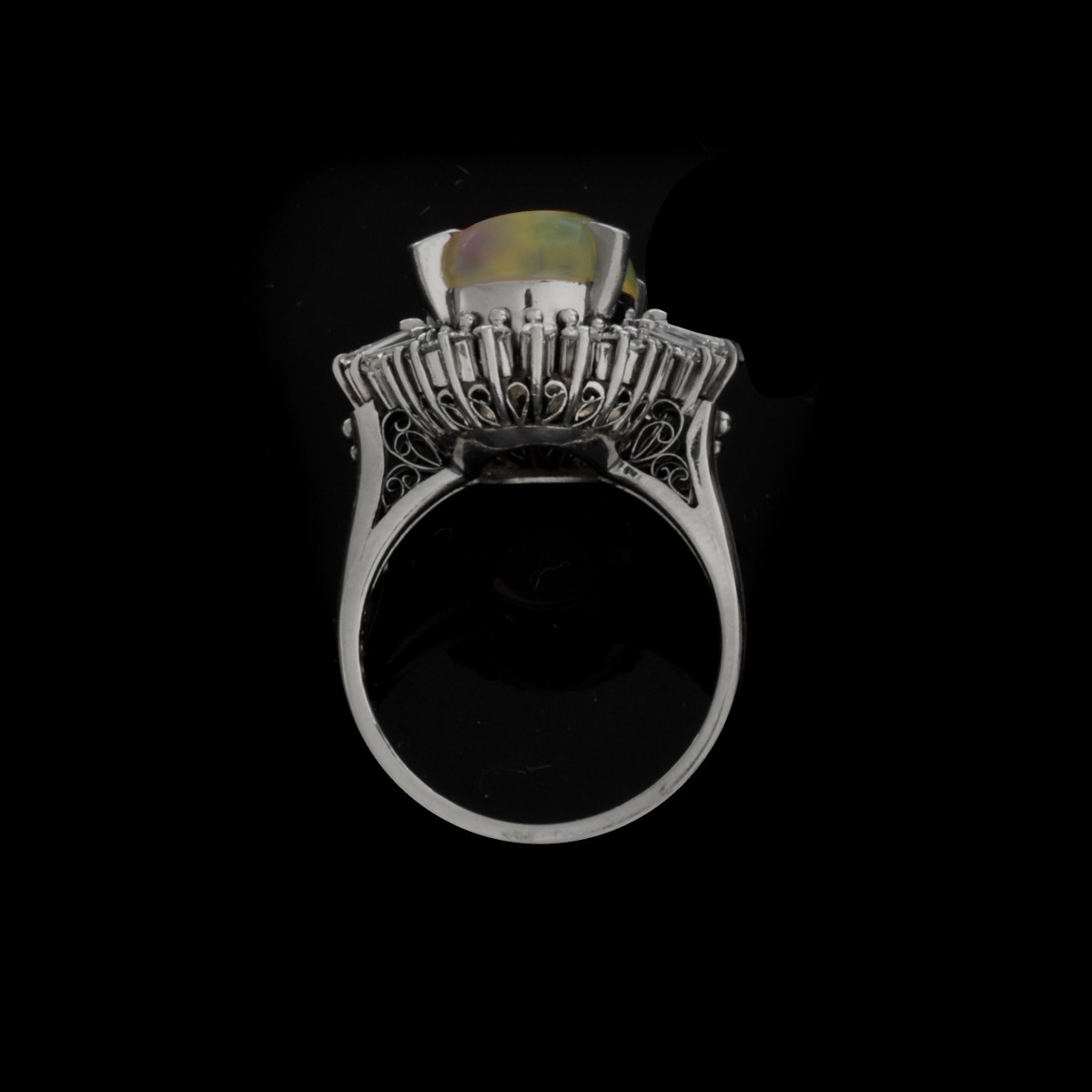 Opal, Diamond and Platinum Ring