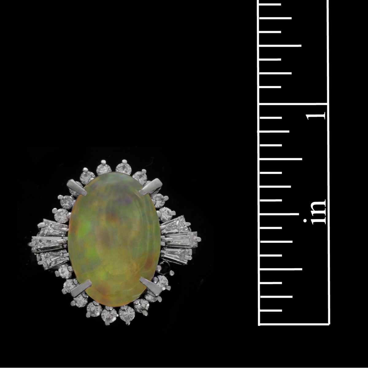 Opal, Diamond and Platinum Ring