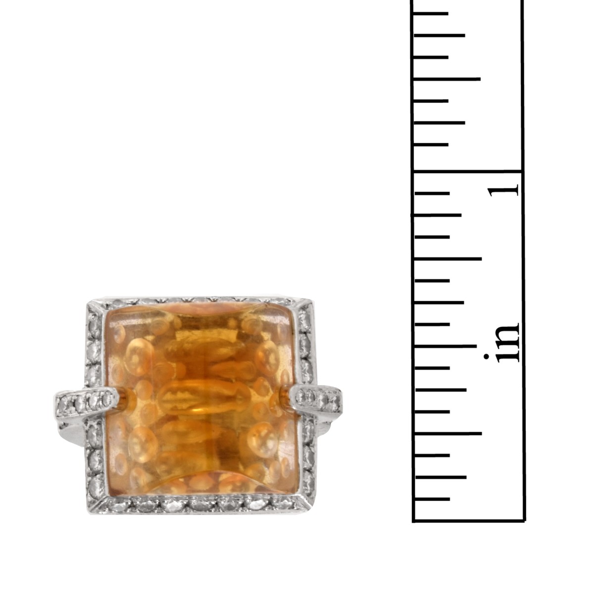 Citrine, Diamond and Platinum Ring.