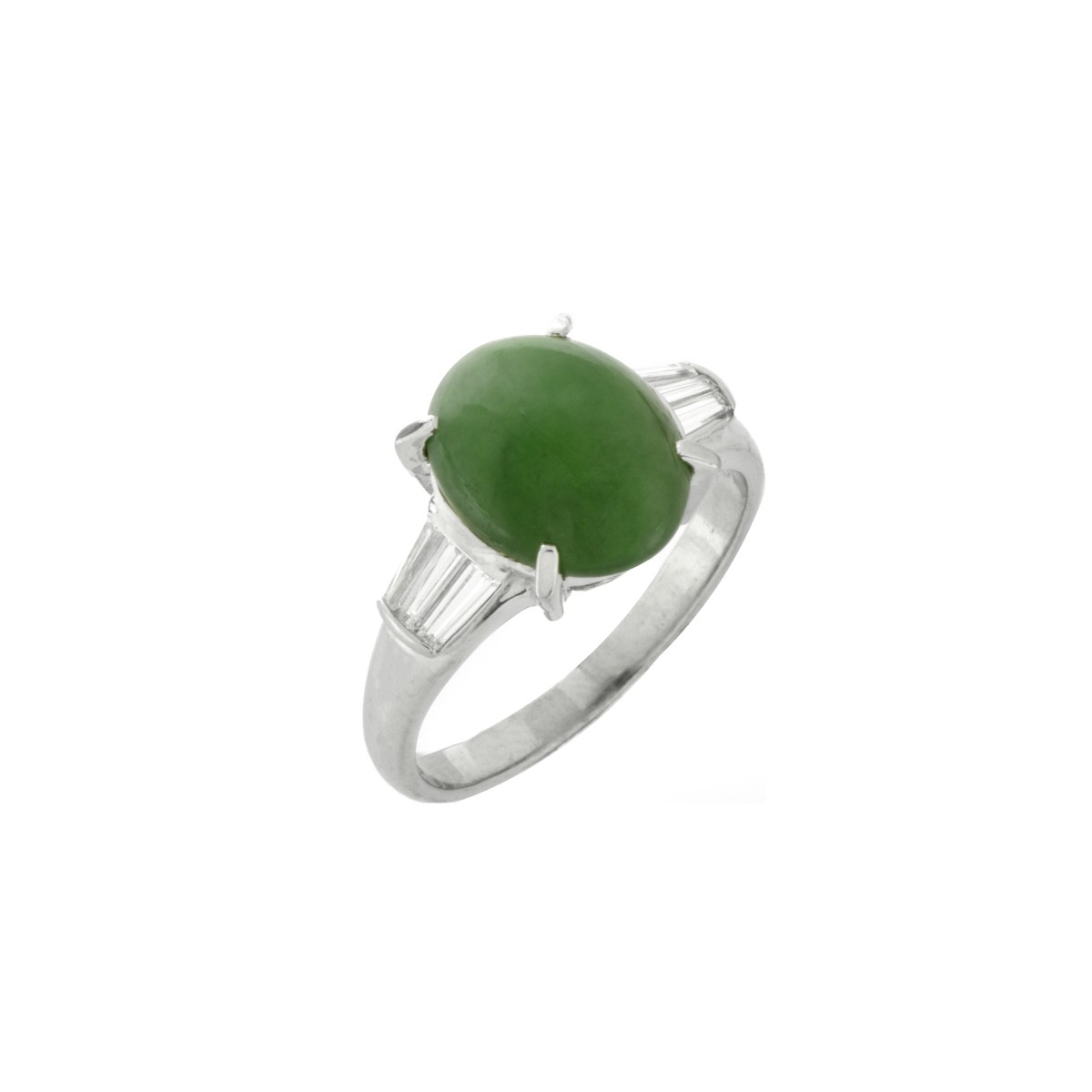 Jade, Diamond and Platinum Ring