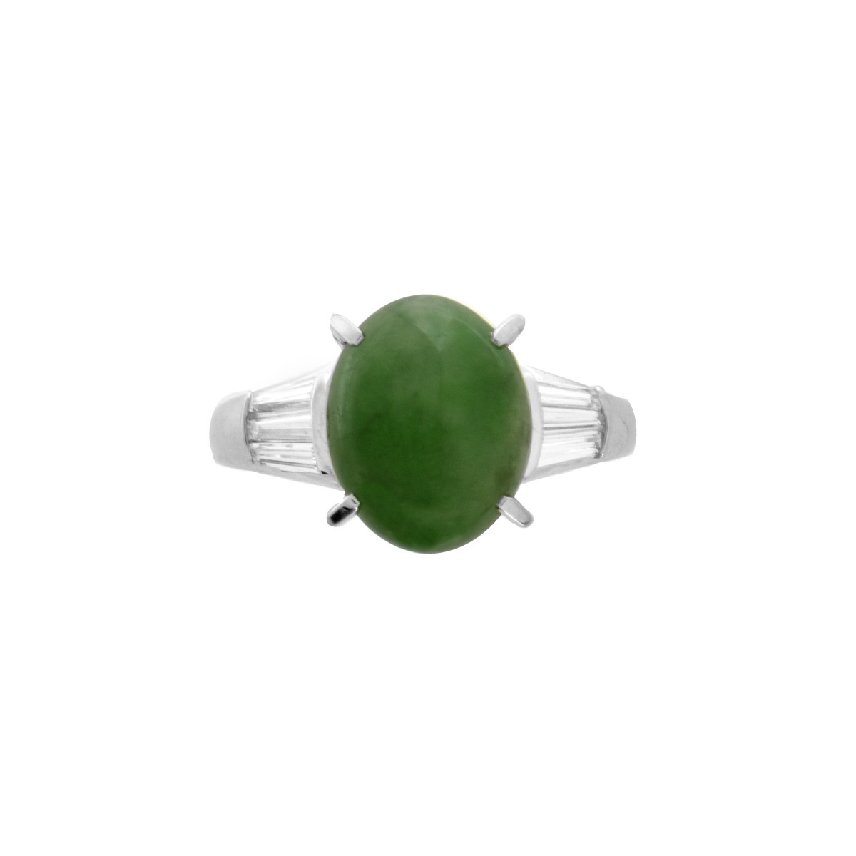 Jade, Diamond and Platinum Ring