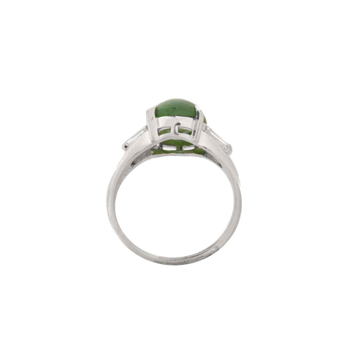 Jade, Diamond and Platinum Ring