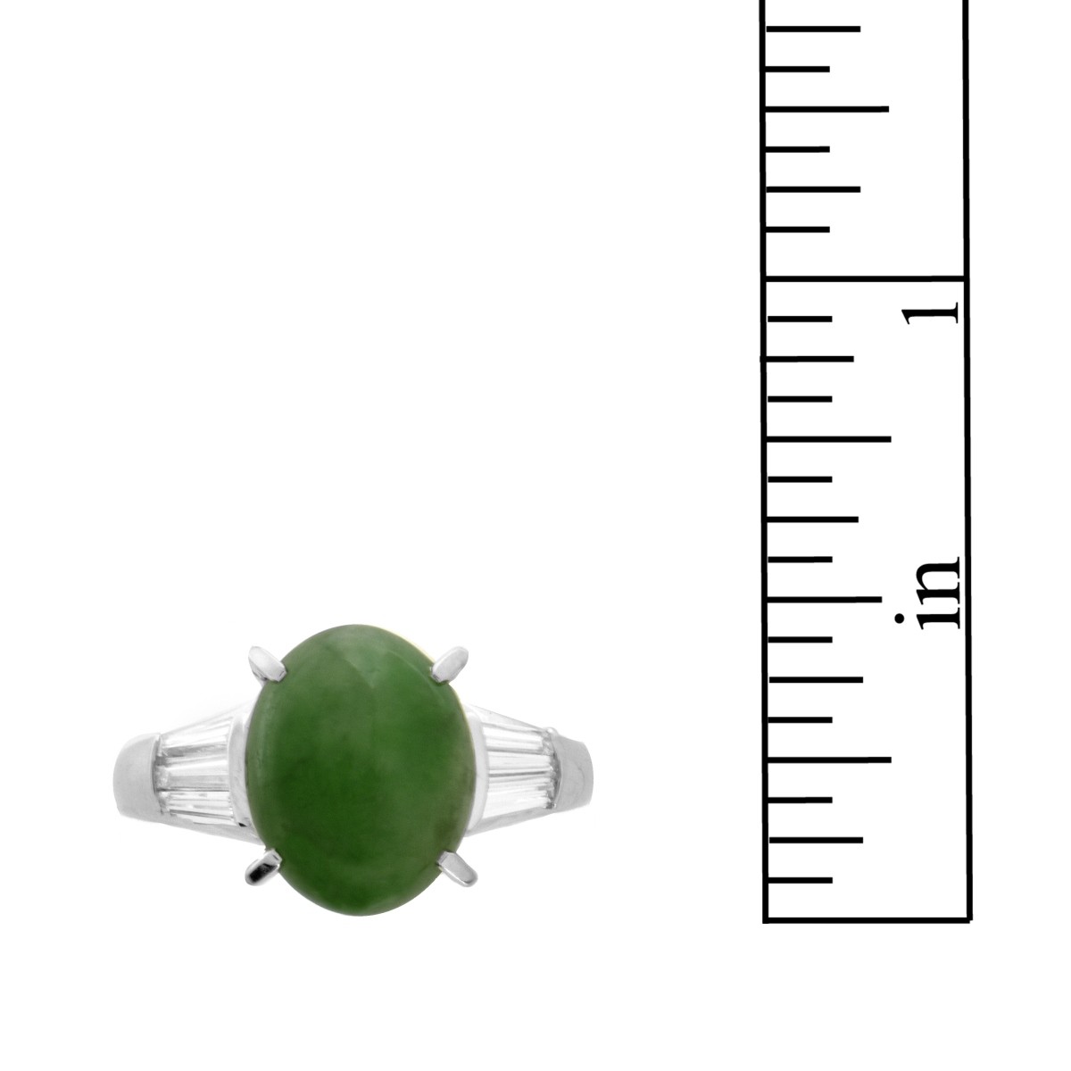 Jade, Diamond and Platinum Ring