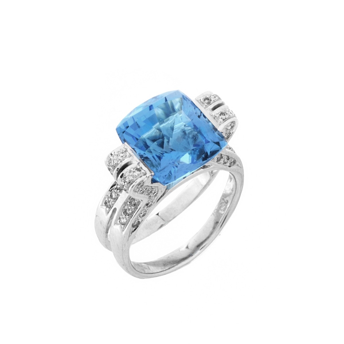 Topaz, Diamond and 18K Ring