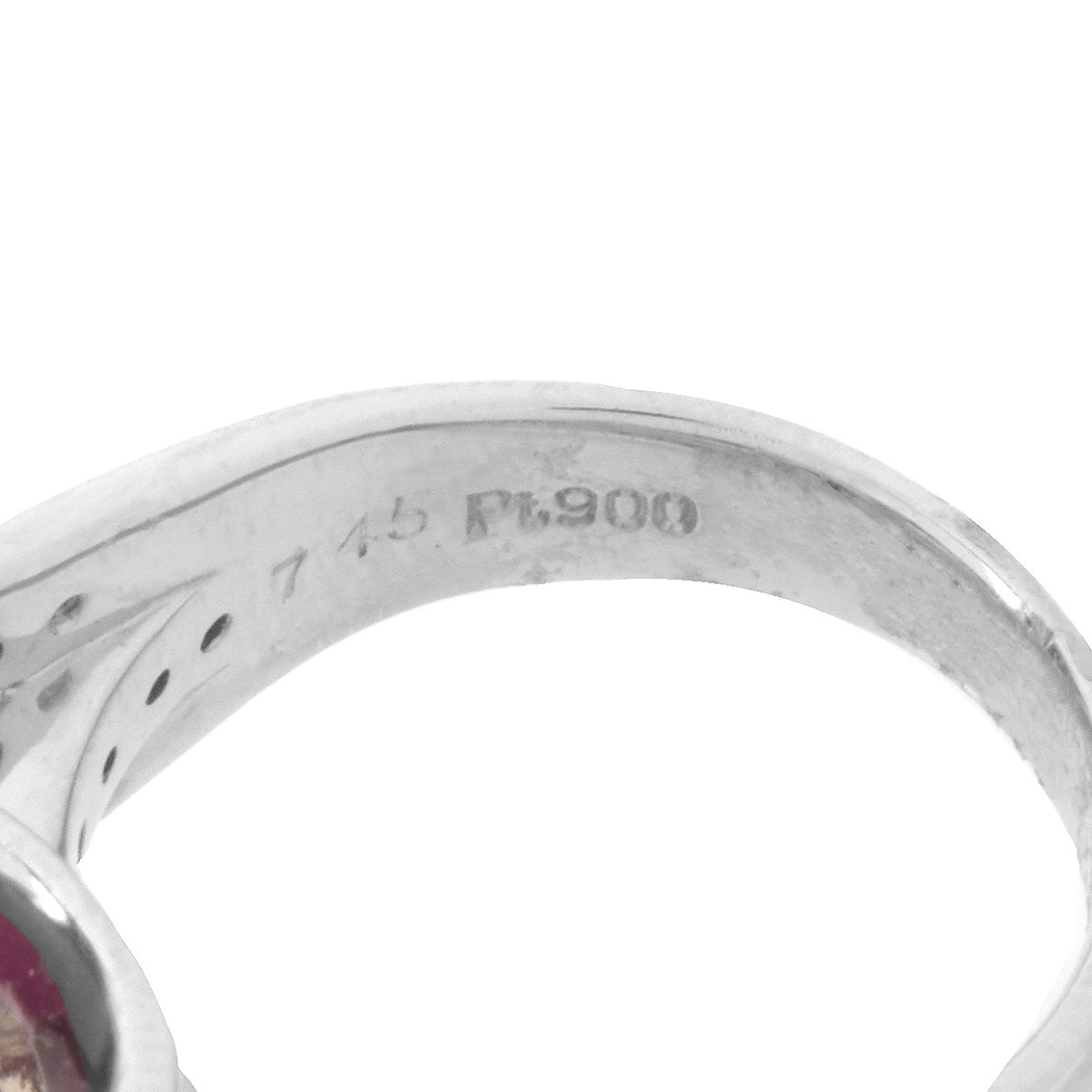 Garnet, Diamond and Platinum Ring