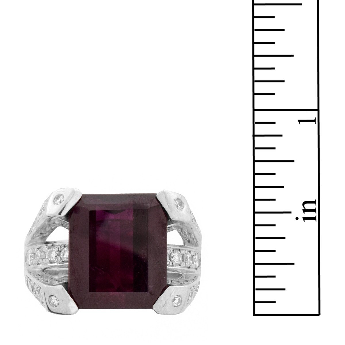 Garnet, Diamond and Platinum Ring