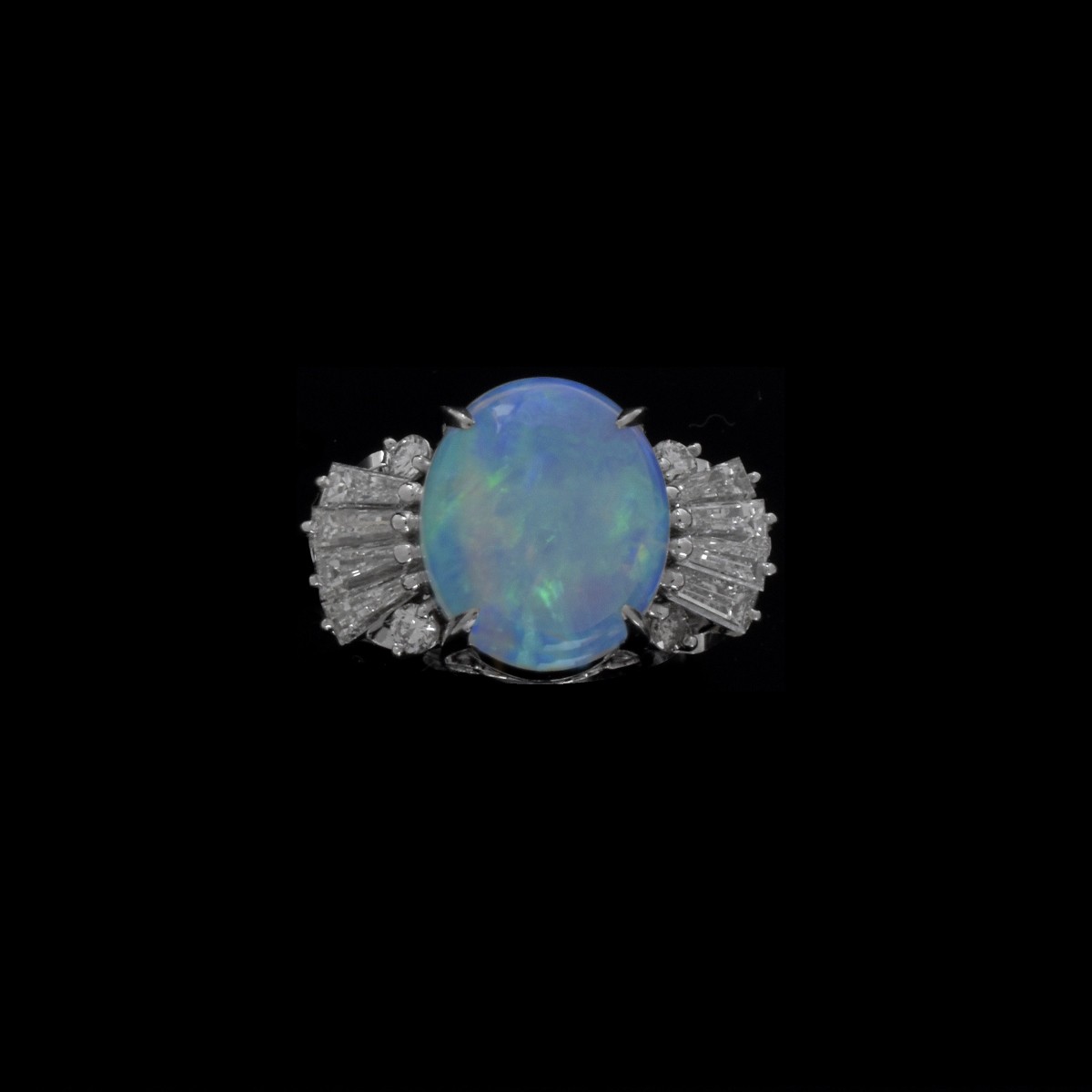 Opal, Diamond and Platinum Ring