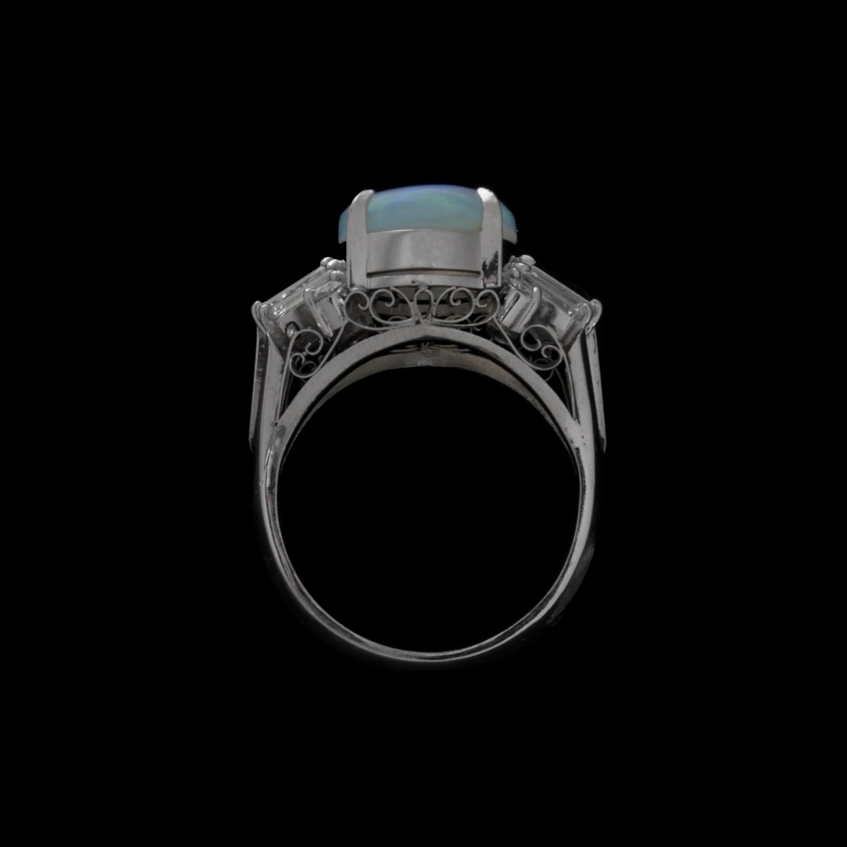 Opal, Diamond and Platinum Ring