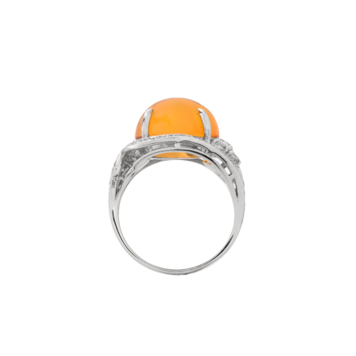 Opal, Diamond and Platinum Ring