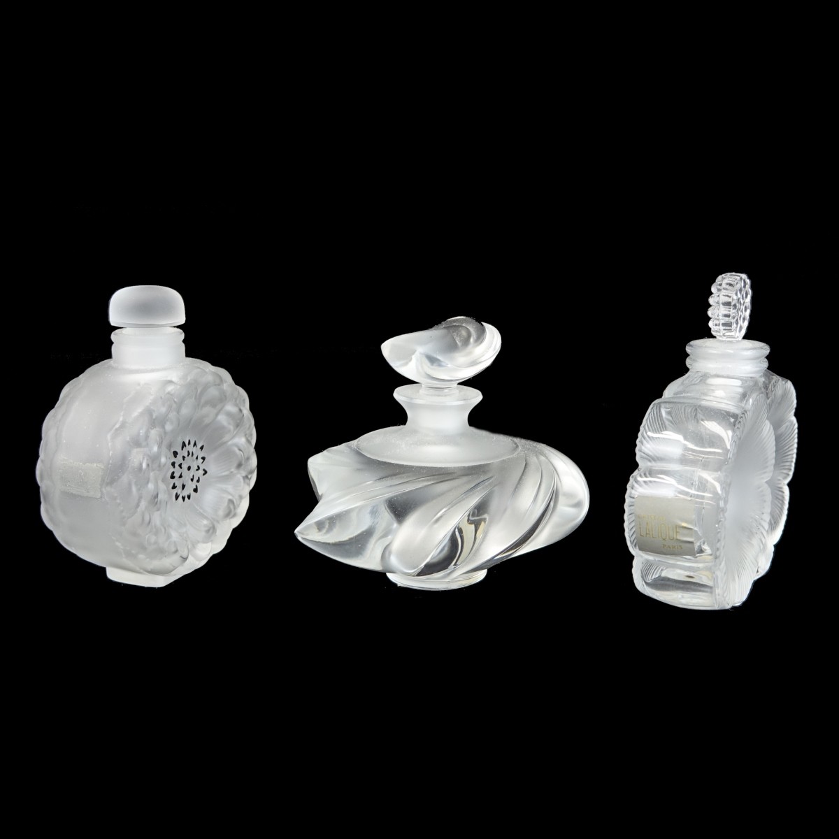 Three Lalique Crystal Perfume Bottles