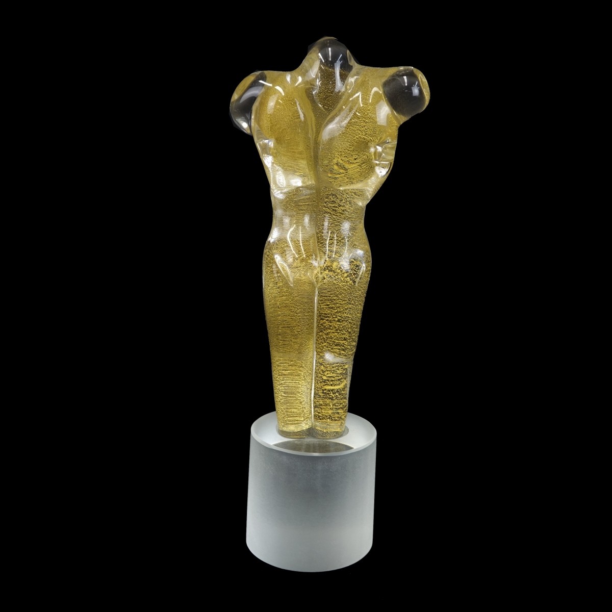 Murano Art Glass Sculpture with Gold Flecks