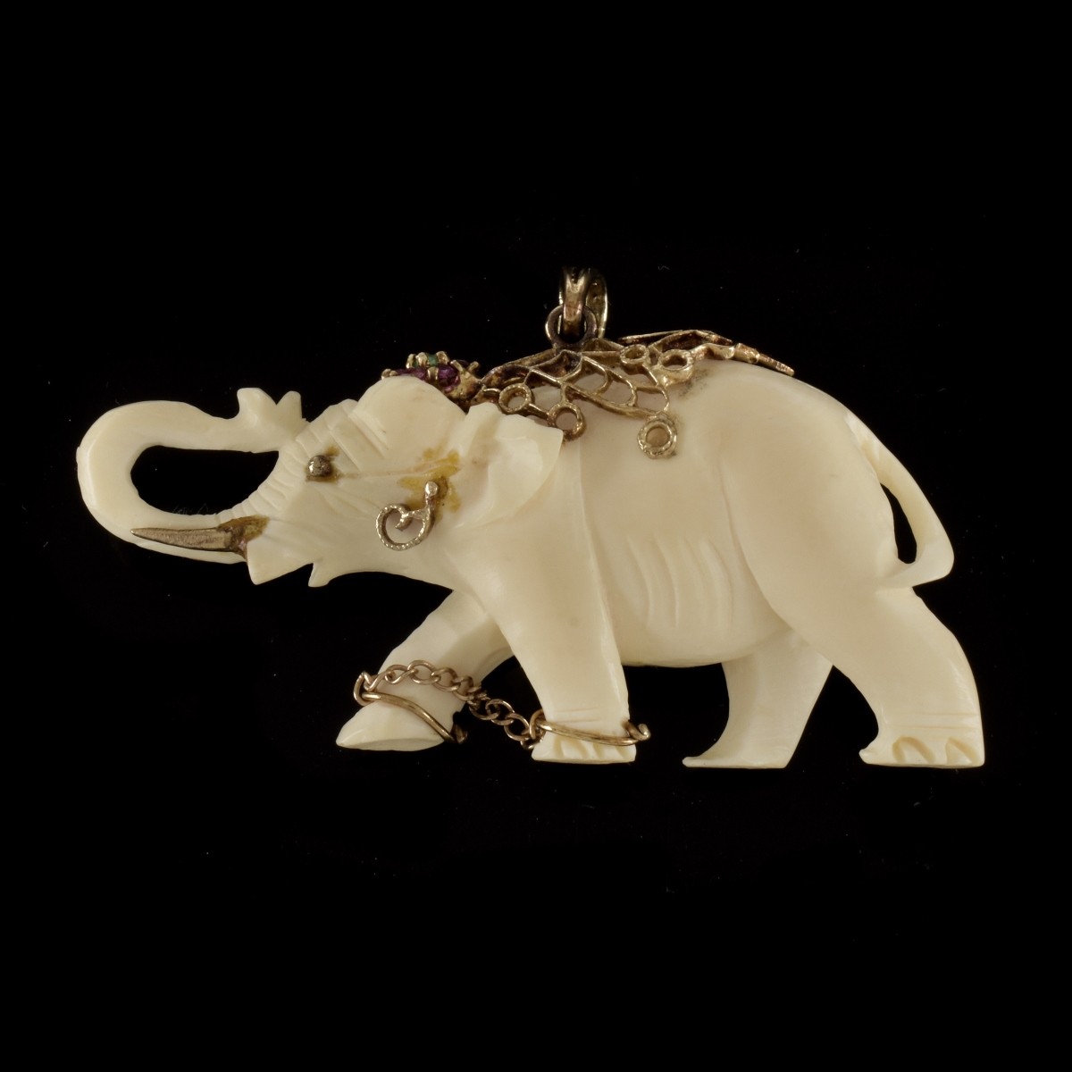 Gemstone and 14K Elephant