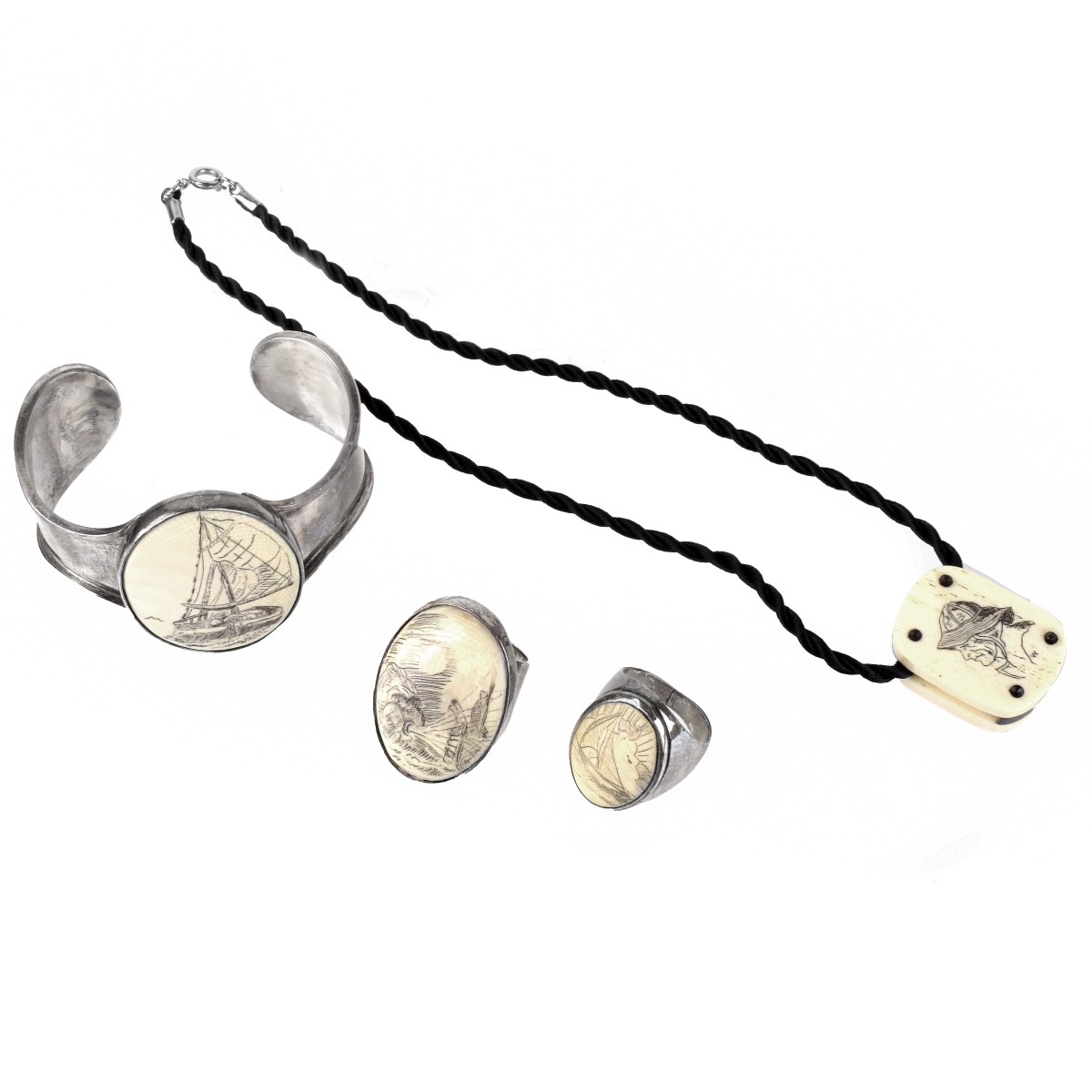 Sterling and Scrimshaw Jewelry