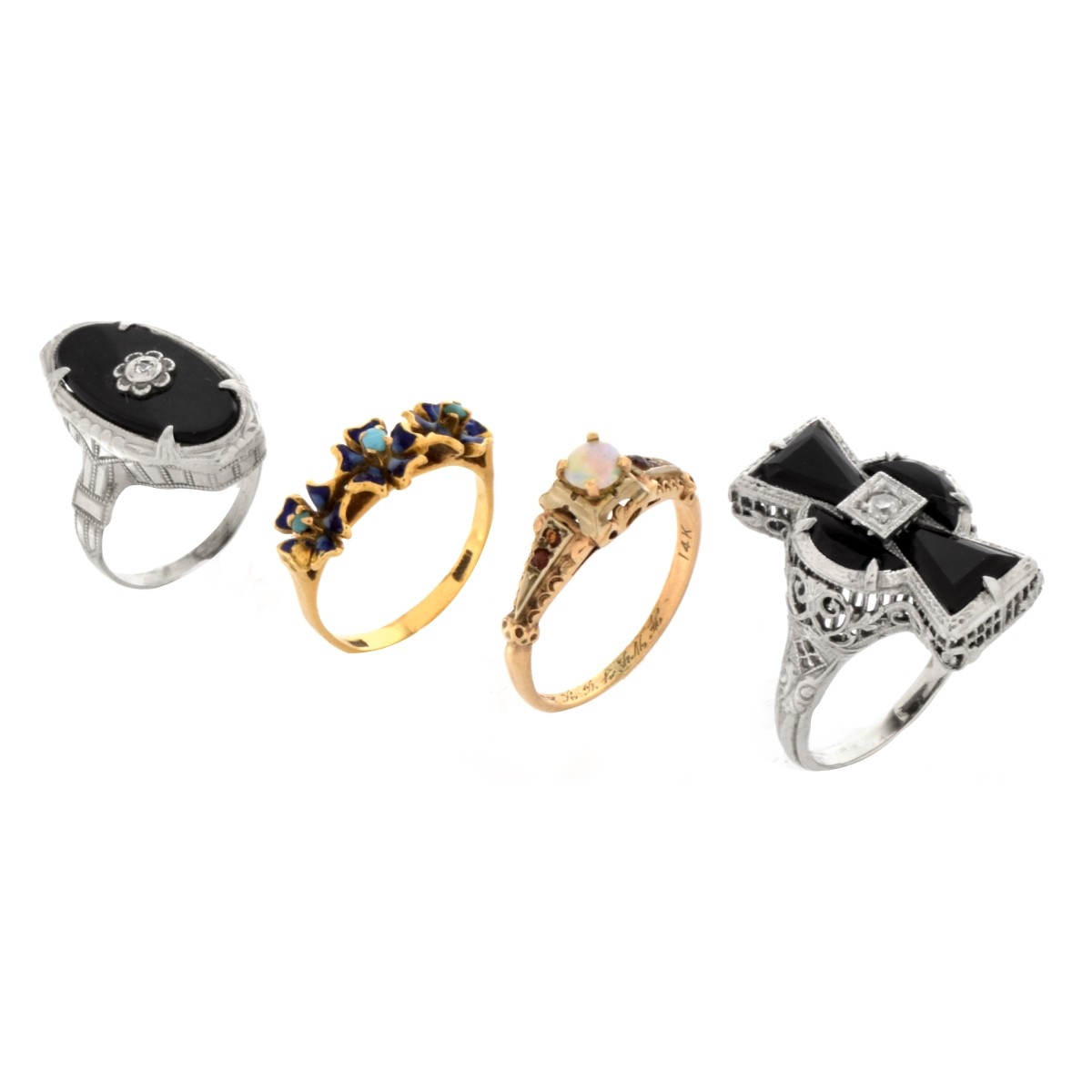 Four Antique 14K Rings