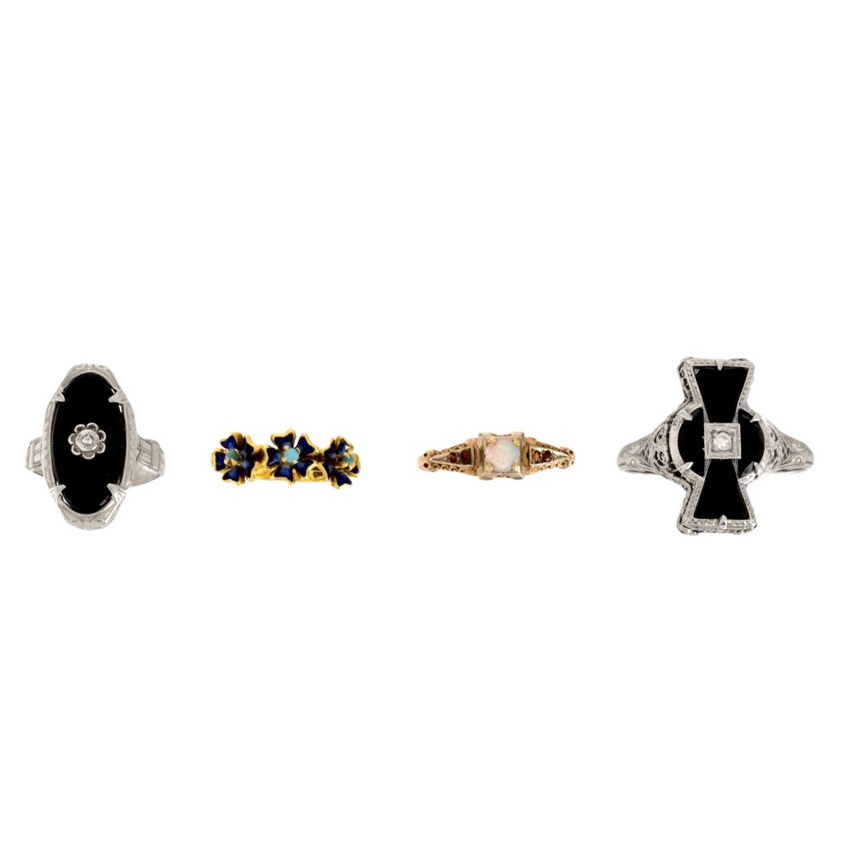 Four Antique 14K Rings