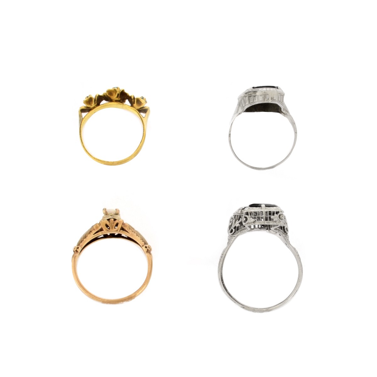 Four Antique 14K Rings