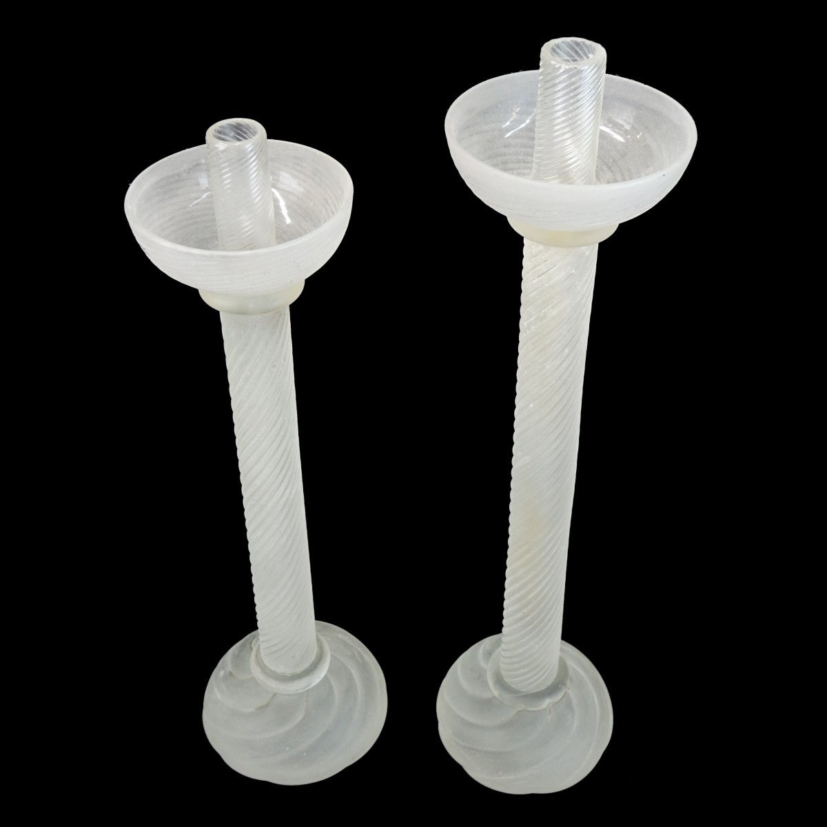 Two (2) Cenedese Italian Murano Glass Candlesticks