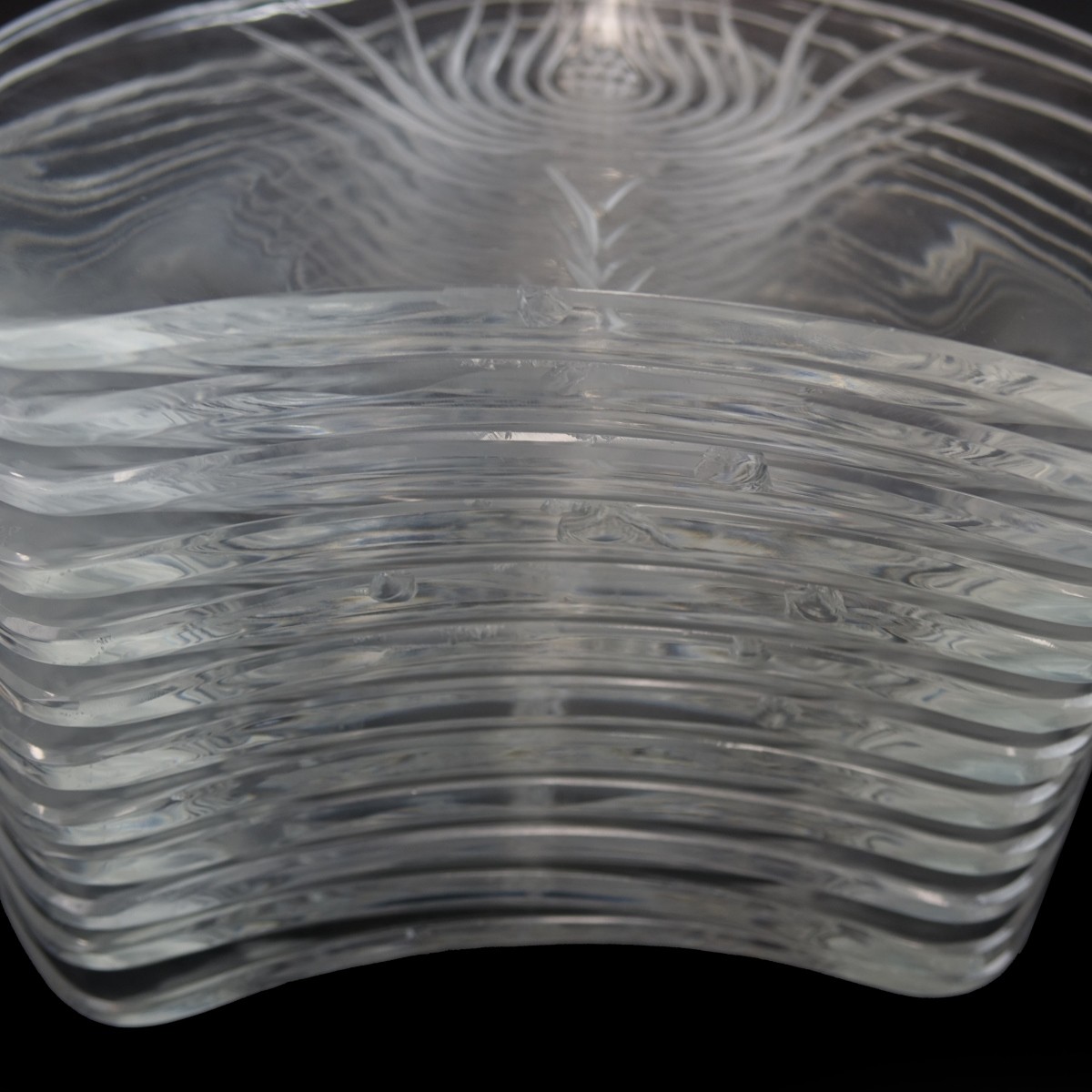 Twelve (12) Lalique Etched Crystal Salad Plates