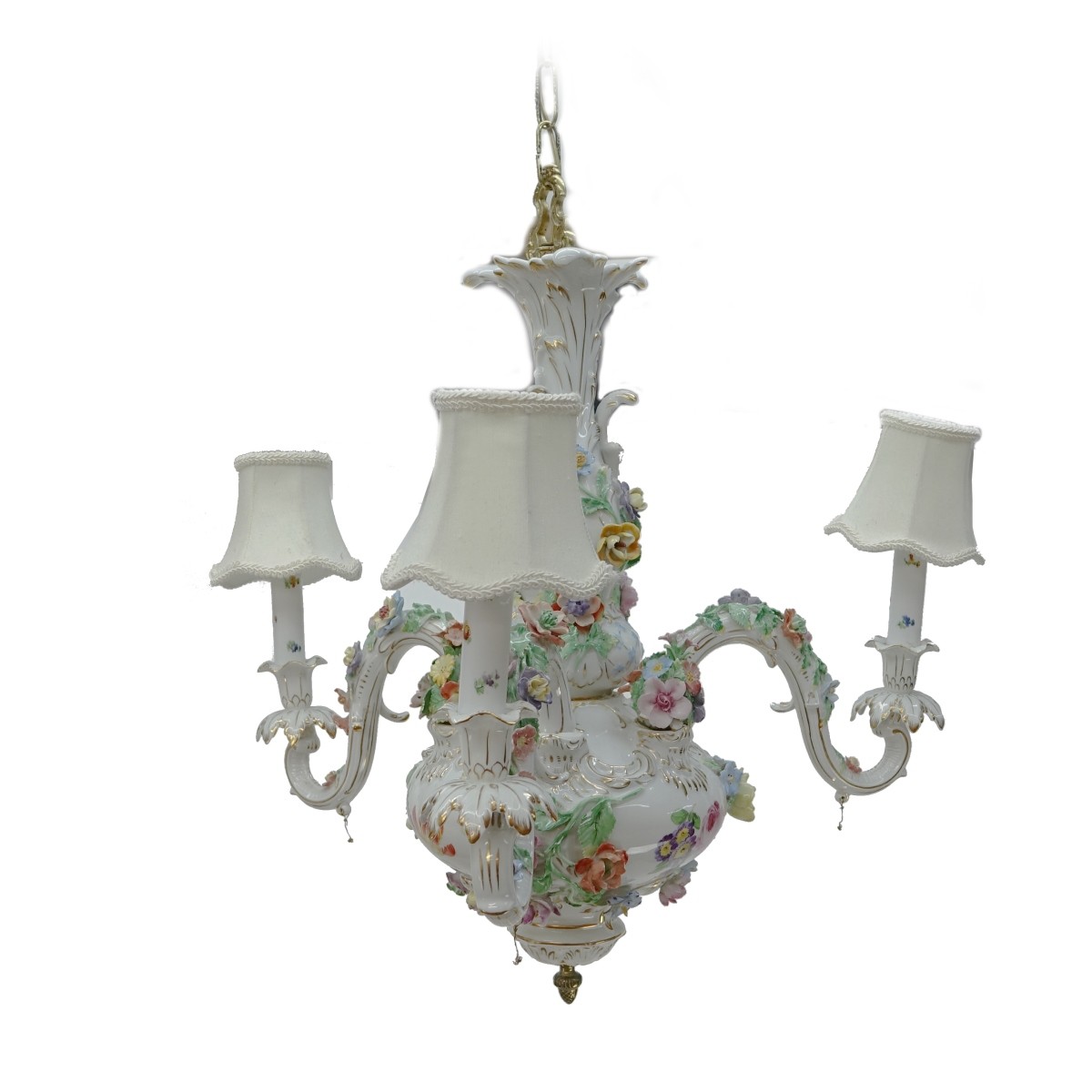 Antique Dresden Floral Porcelain Chandelier