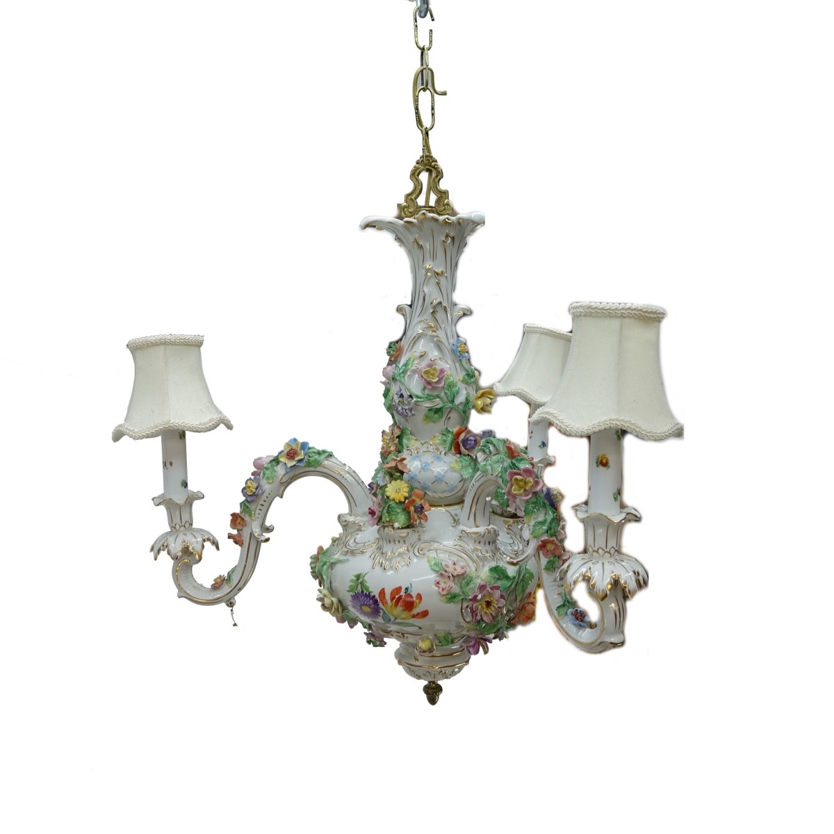 Antique Dresden Floral Porcelain Chandelier