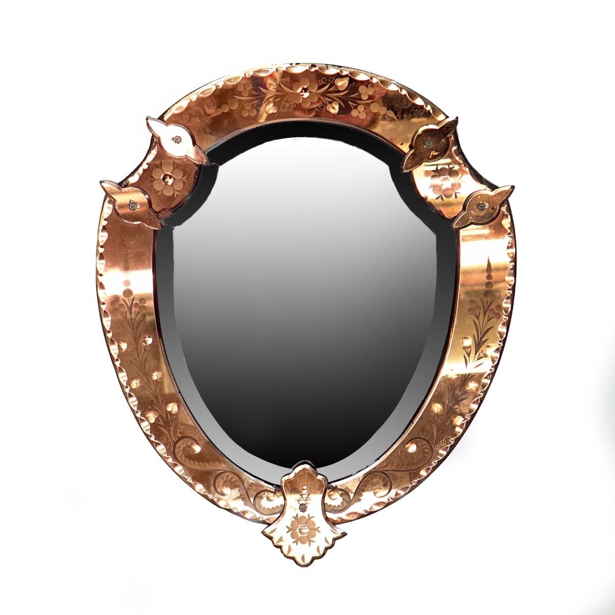 Vintage Venetian Style Shield Shape Mirror