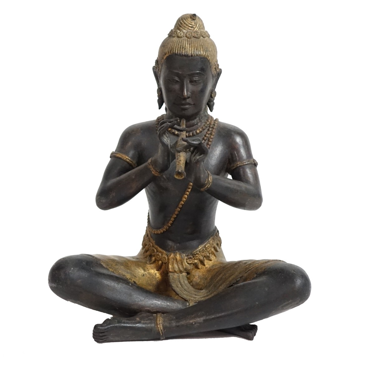 Thai Bronze Seated Musician Sculpture