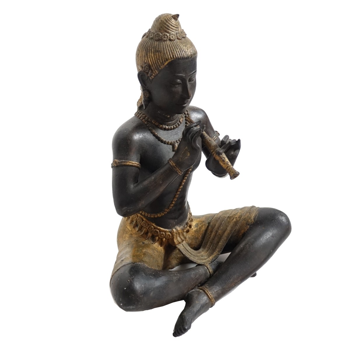 Thai Bronze Seated Musician Sculpture