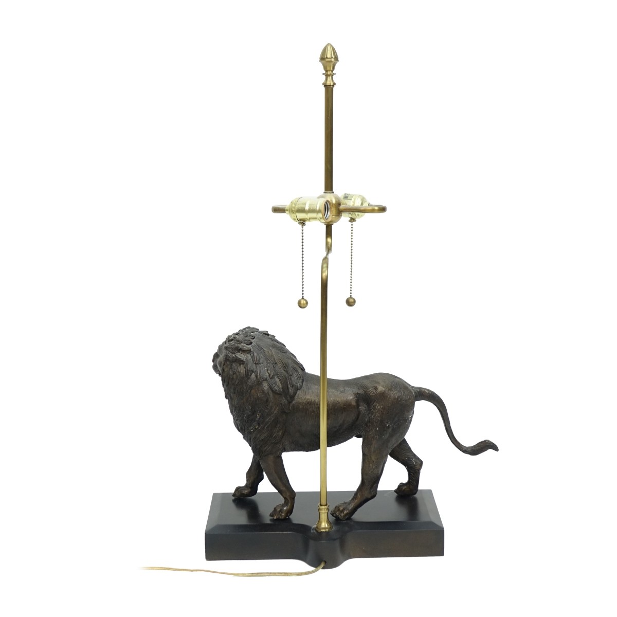 Mid Century Modern Bronze Lion Lamp