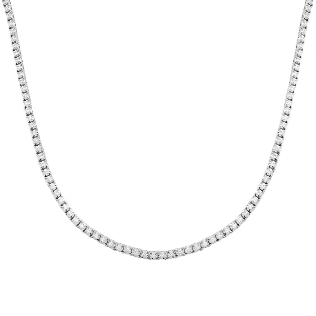 4.13 Carat Diamond and 14K Tennis Necklace