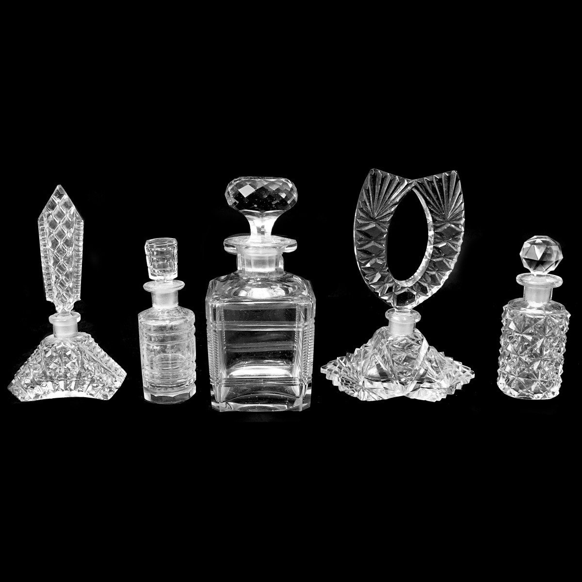 Five (5) Vintage Crystal Bottles