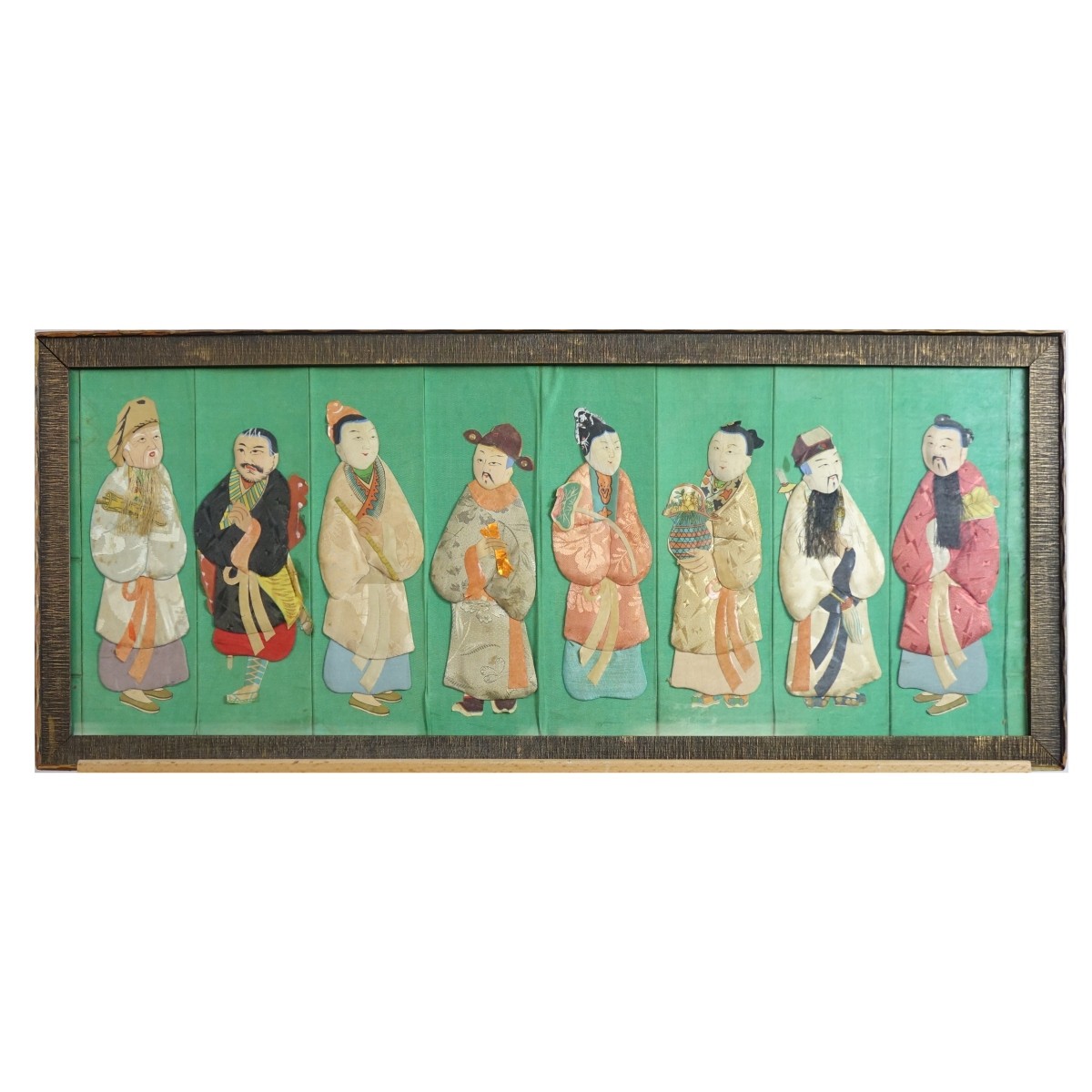 Antique Chinese Silk and Paper Figural Panel