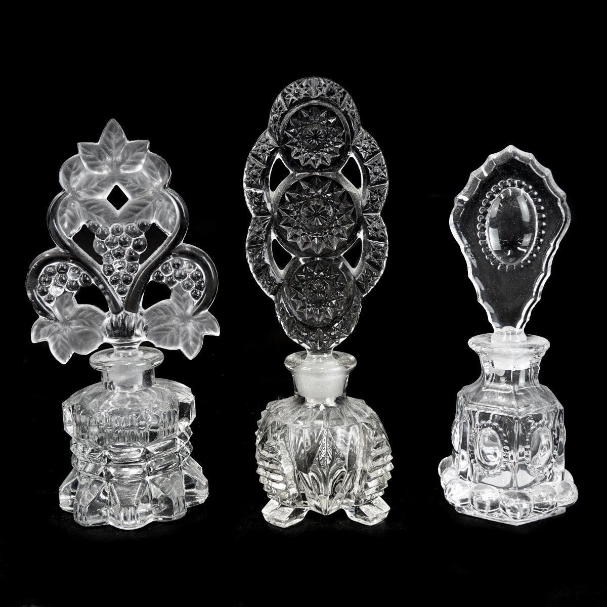 Three (3) Vintage Crystal Perfume Bottles