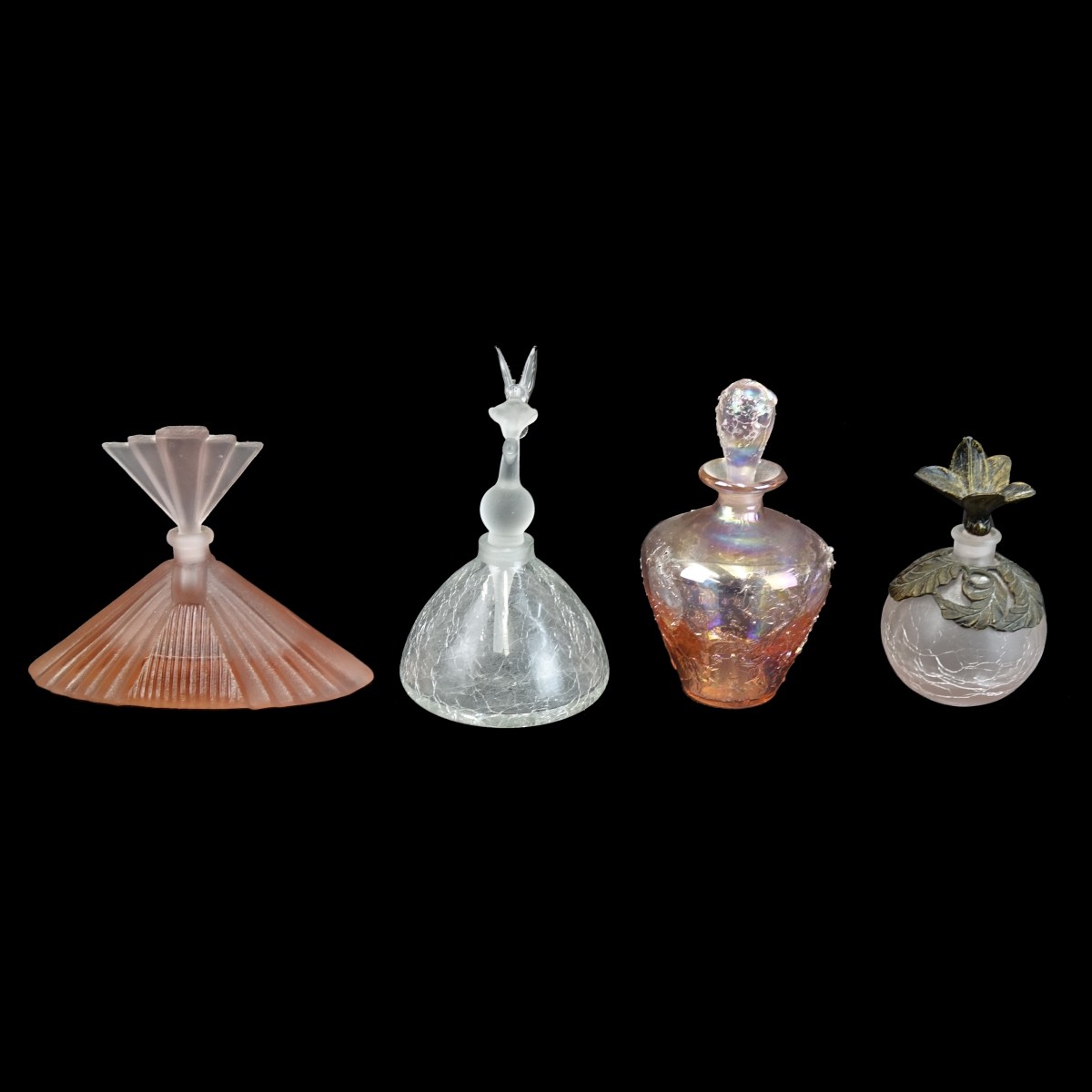 Four (4) Vintage Art Deco Glass Perfume Bottles