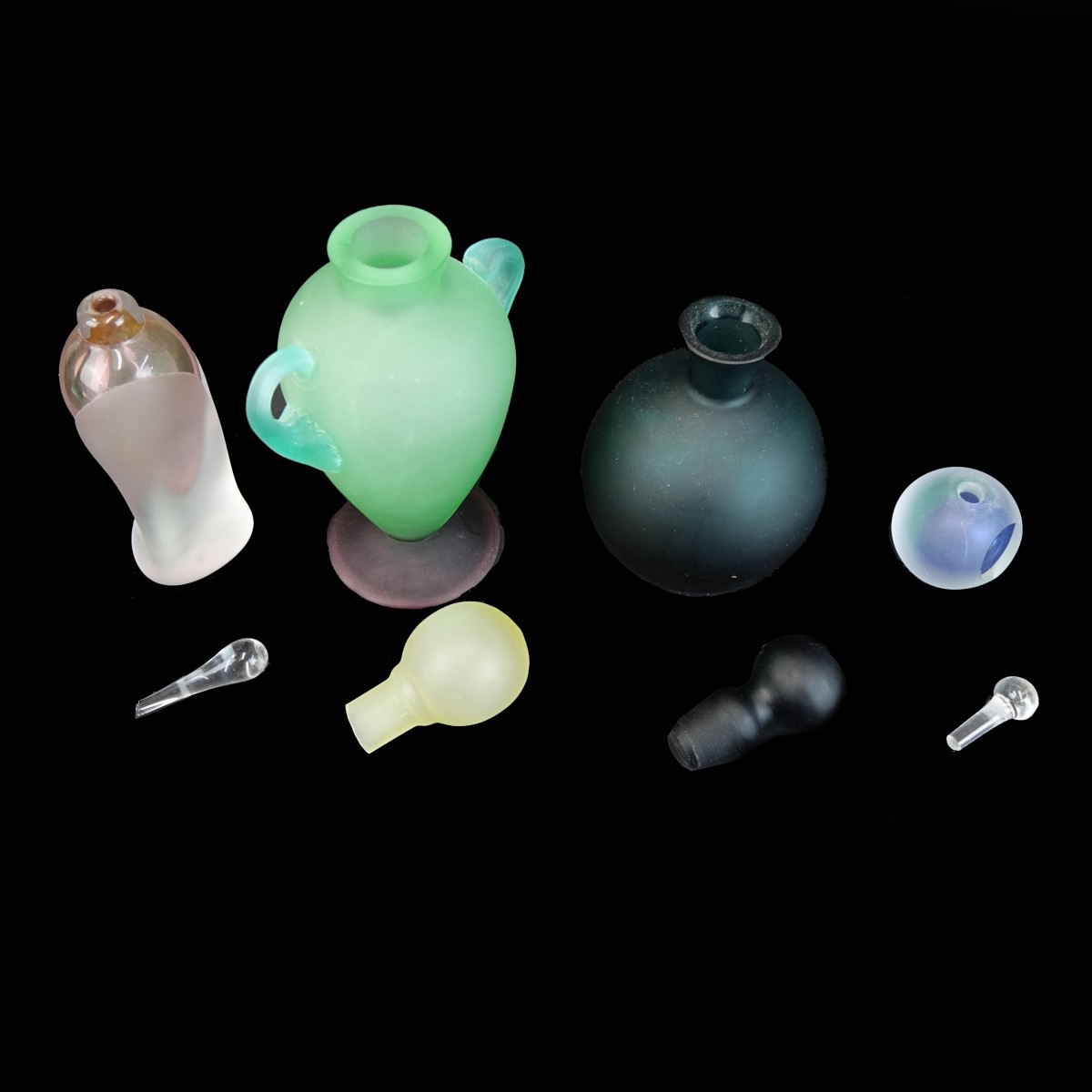 Four (4) Modern Art Glass Perfume Bottles