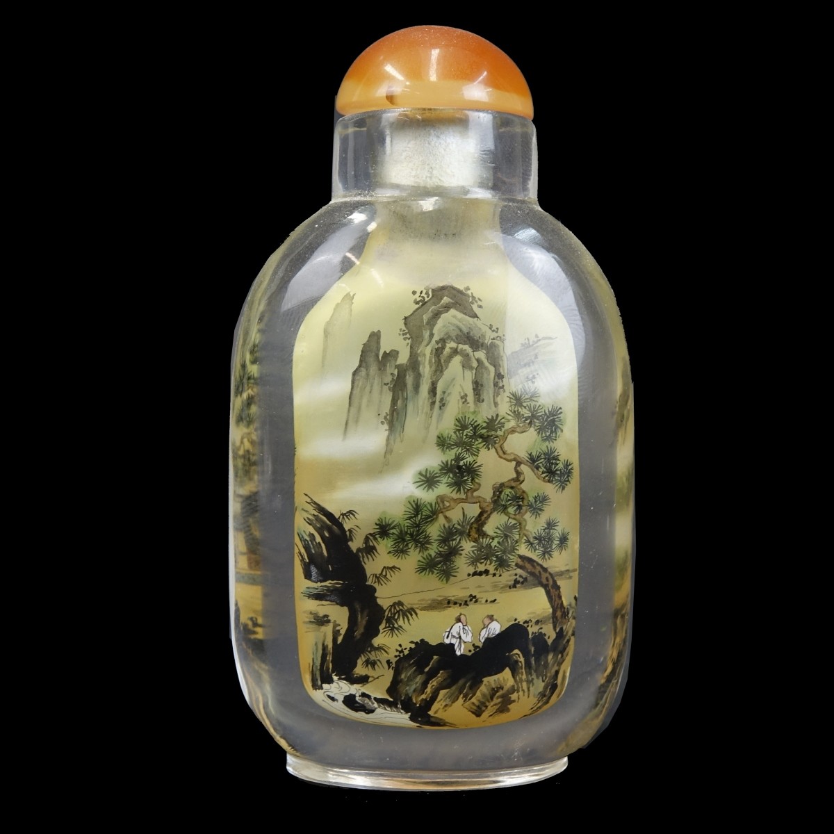 Vintage Chinese Reverse Painted Glass Snuff Bottle