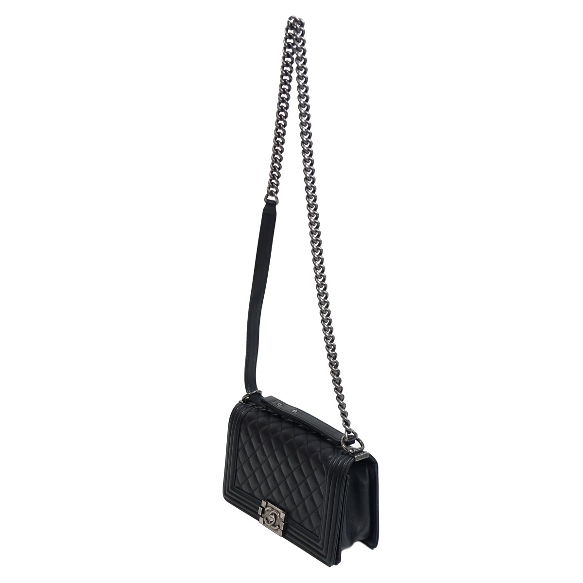 Chanel Black Lambskin Boy Bag Handbag