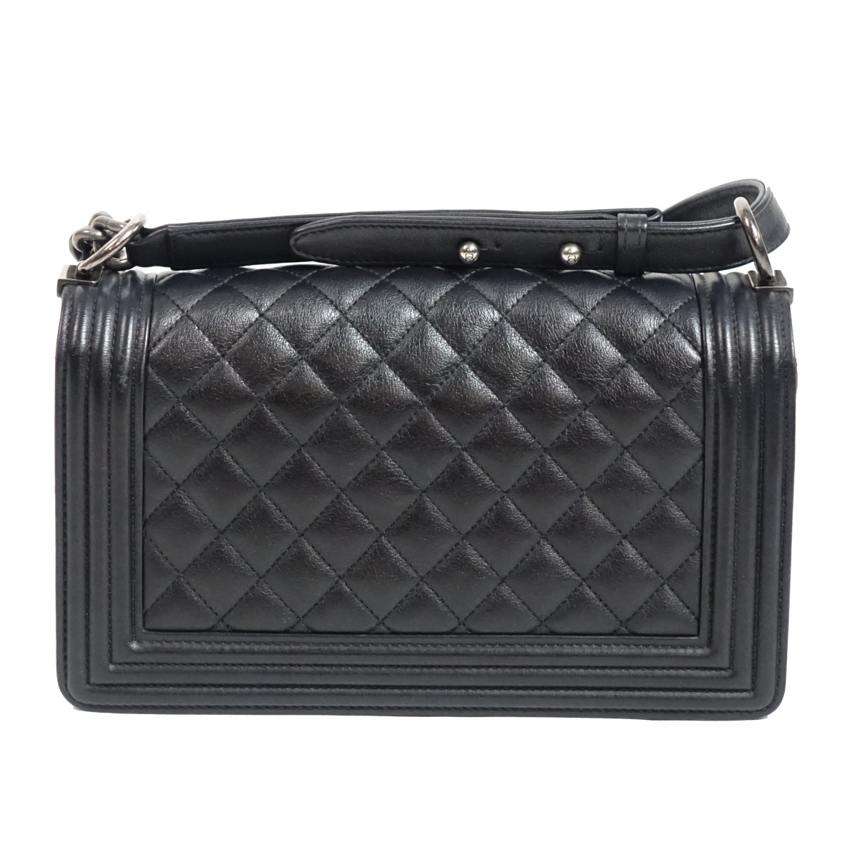 Chanel Black Lambskin Boy Bag Handbag