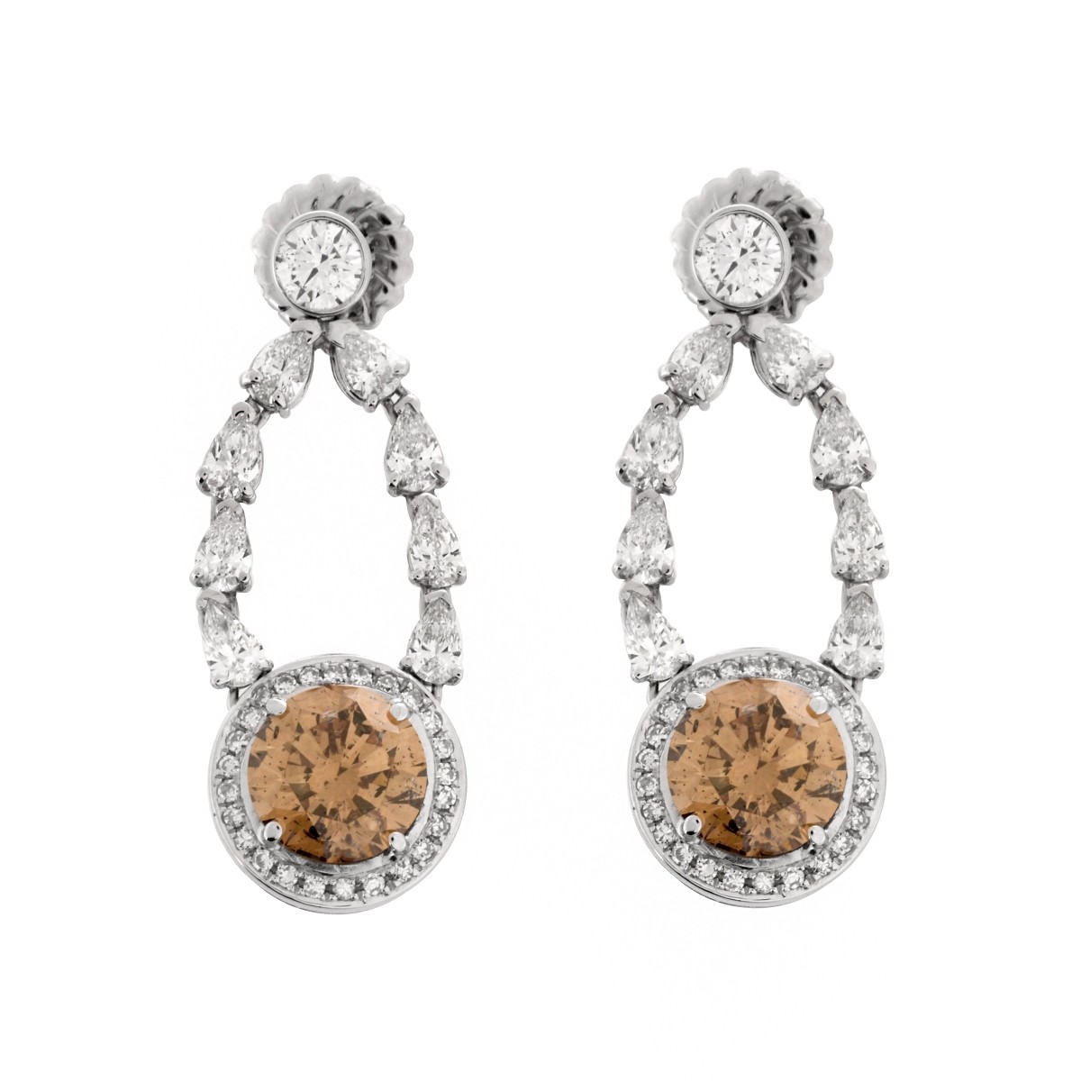 12.80 Carat Fancy Color Diamond Earrings