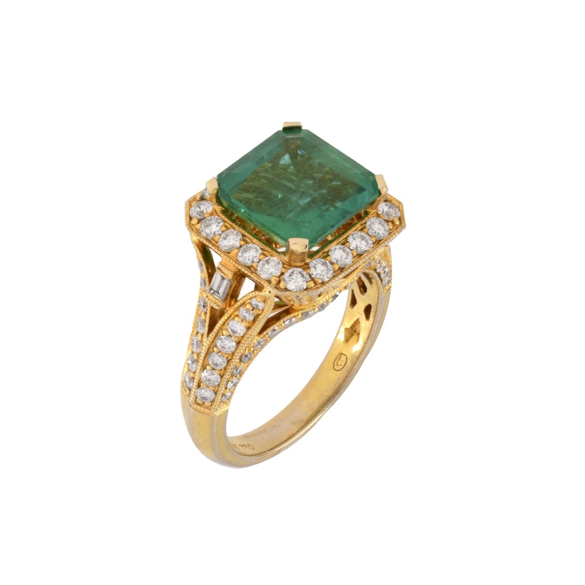 Emerald, Diamond and 18K Ring