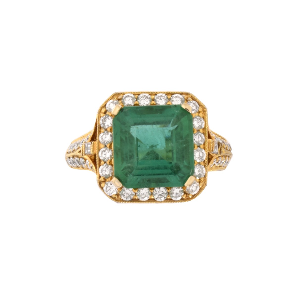 Emerald, Diamond and 18K Ring