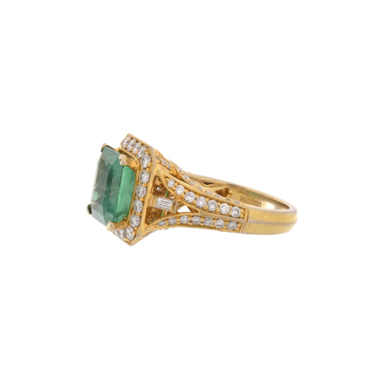 Emerald, Diamond and 18K Ring