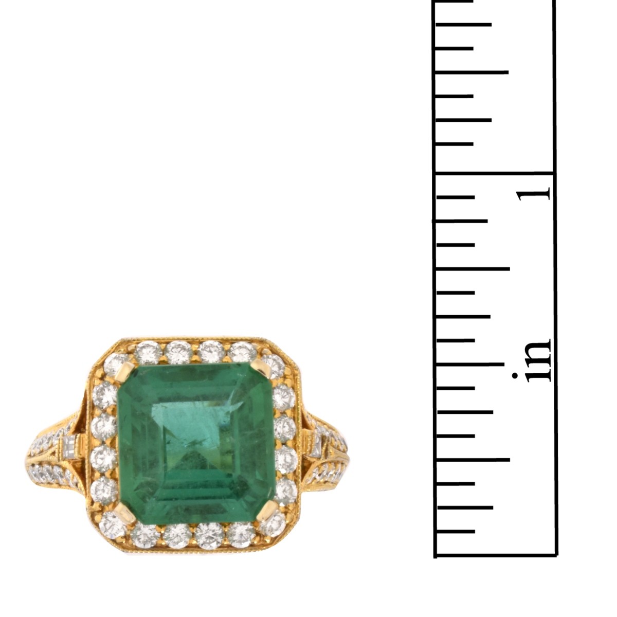 Emerald, Diamond and 18K Ring