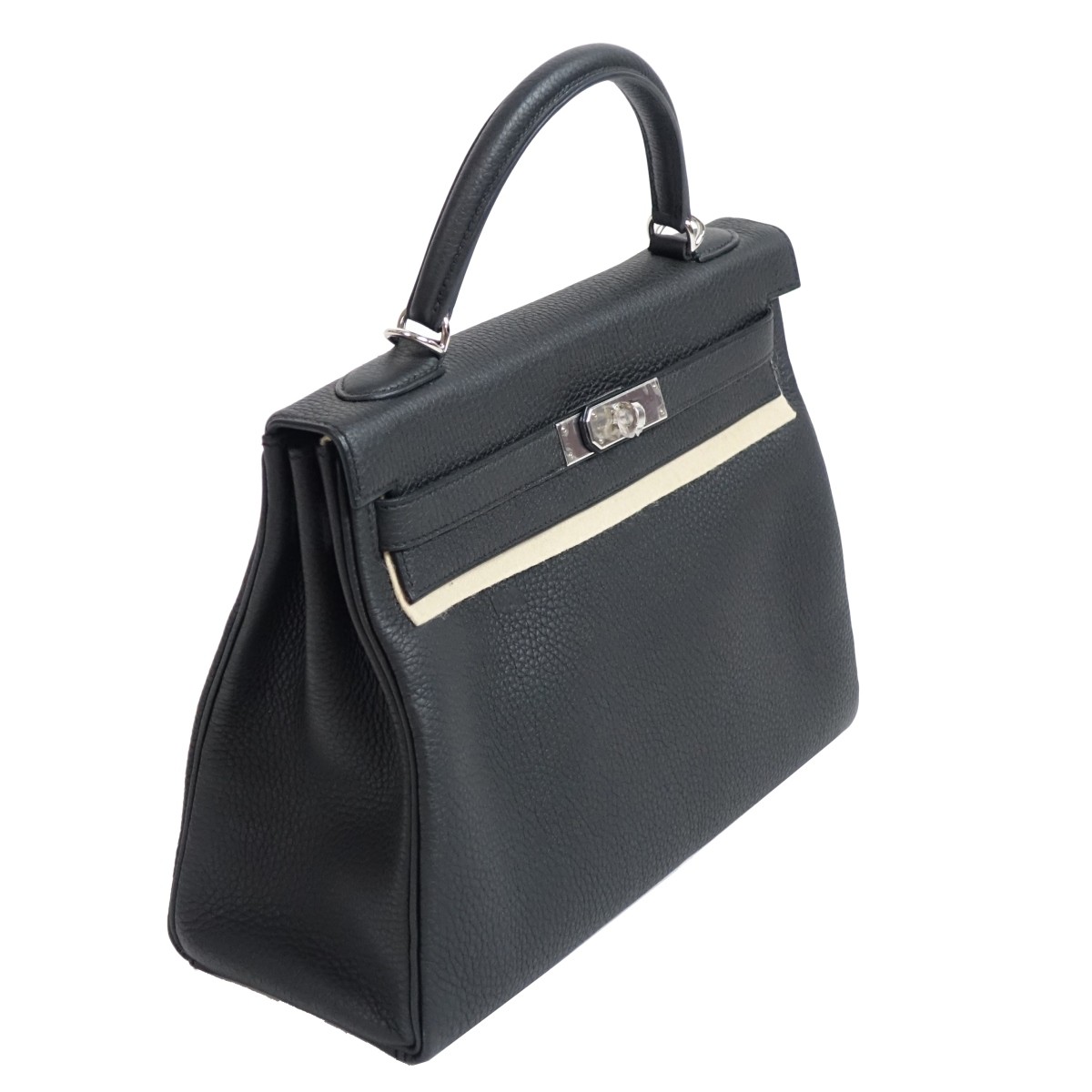 Hermes Black Calfskin Kelly II Retourne Handbag