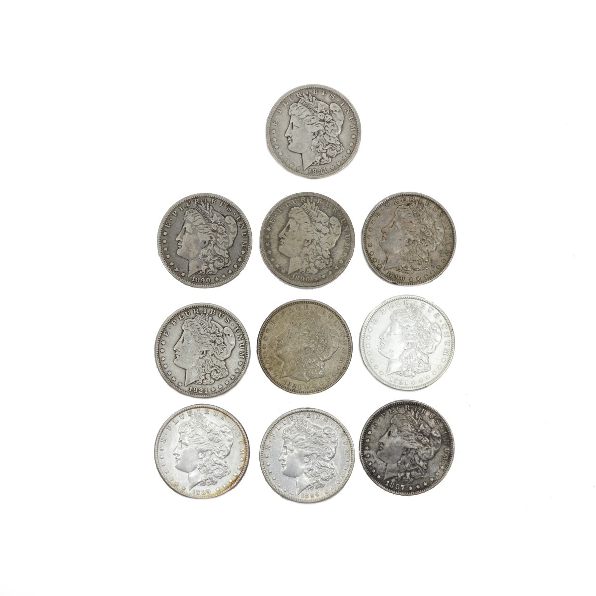 Ten (10) U.S. Morgan Silver Dollars