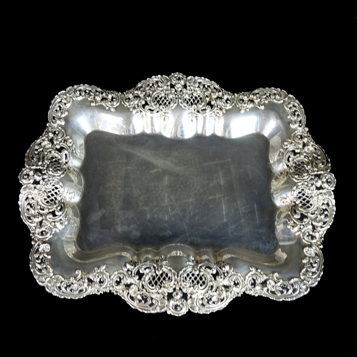 Vintage Sterling Silver Reticulated Serving Tray