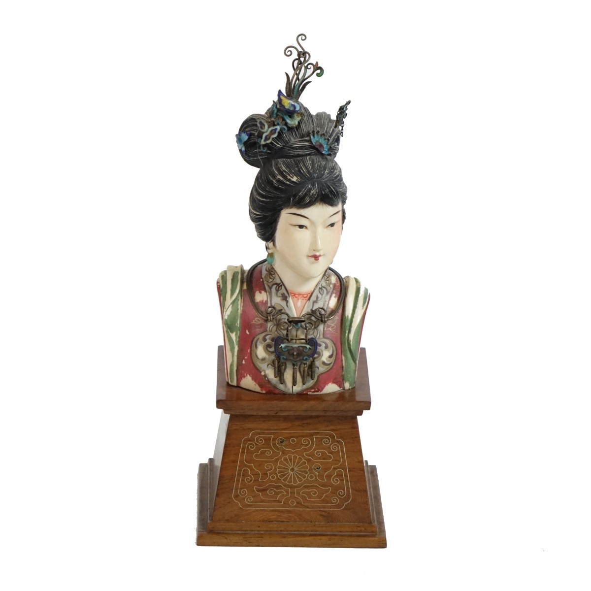 Antique Chinese Polychrome Bust