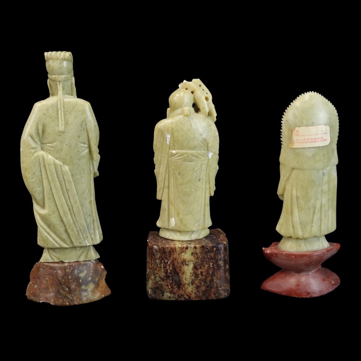 Three (3) Chinese Carved Soapstone Immortals