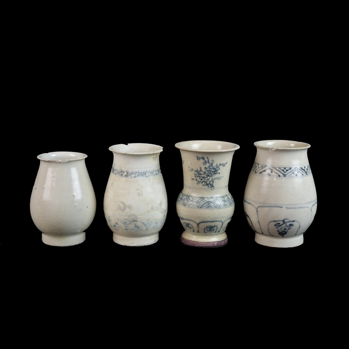 Four (4) Vietnamese Hoi an Hoard Ceramic Vases