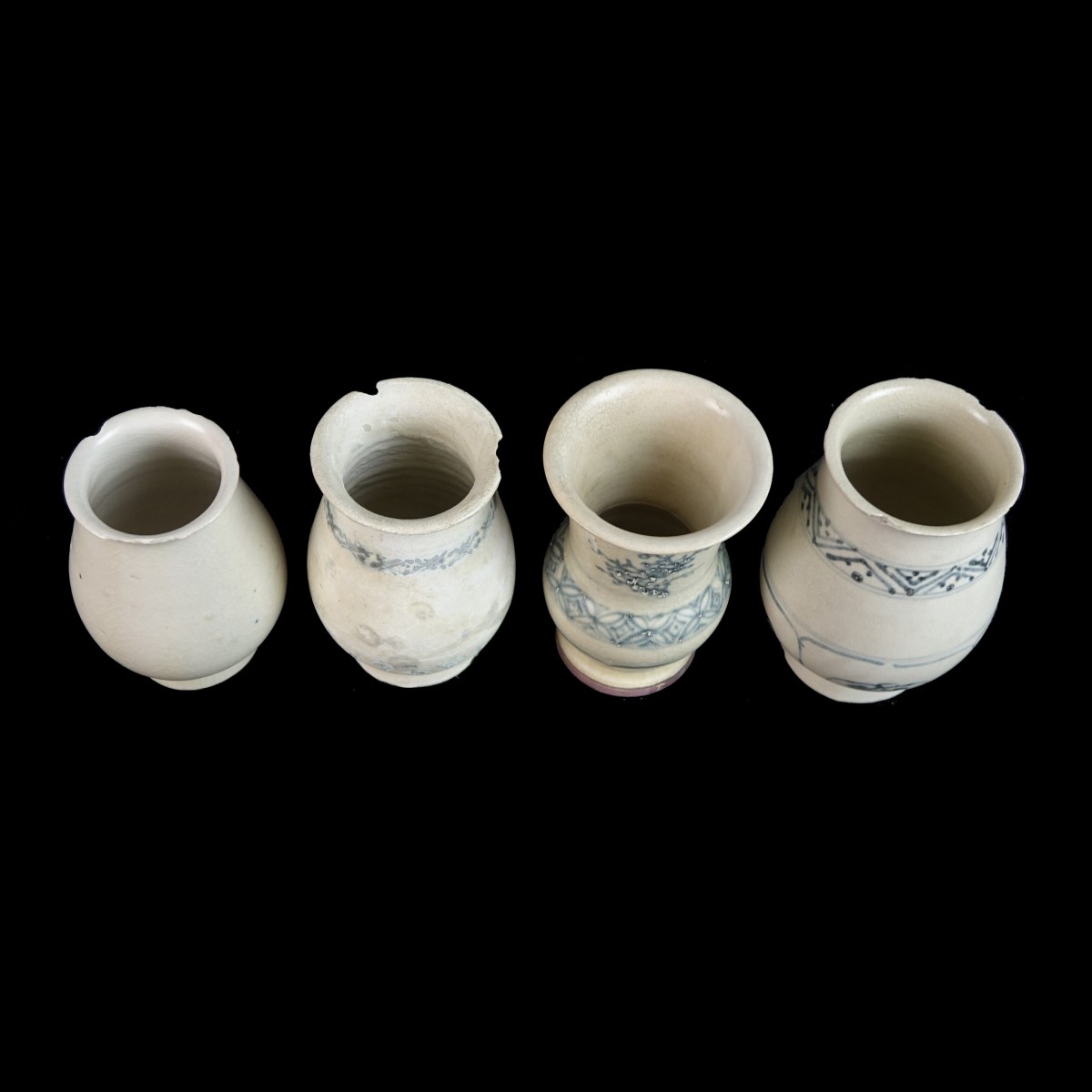 Four (4) Vietnamese Hoi an Hoard Ceramic Vases