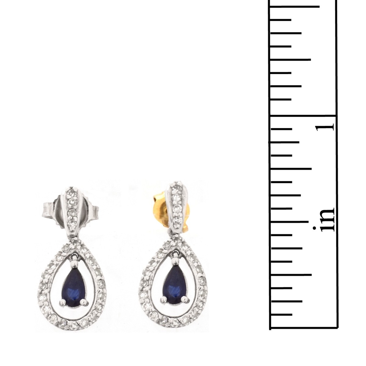 Sapphire, Diamond and 14K Earrings